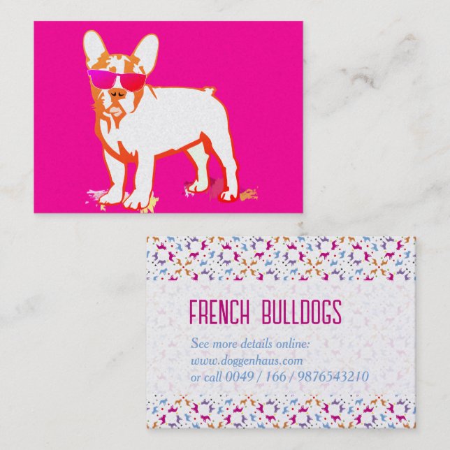 Cute Frenchie Bulldog with sunglasses Business Card (Front/Back)
