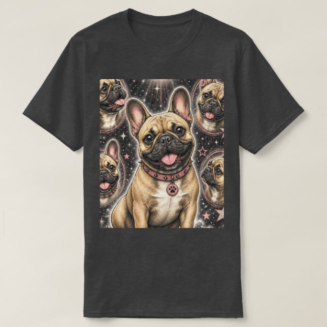 Cute Frenchie Dog Lover Celestial T-Shirt (Design Front)