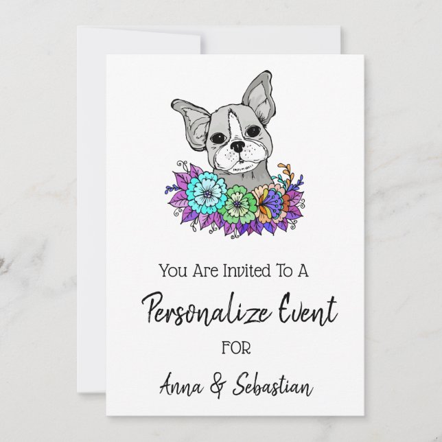 *~* Cute Frenchie French Bulldog Event Invitation (Front)