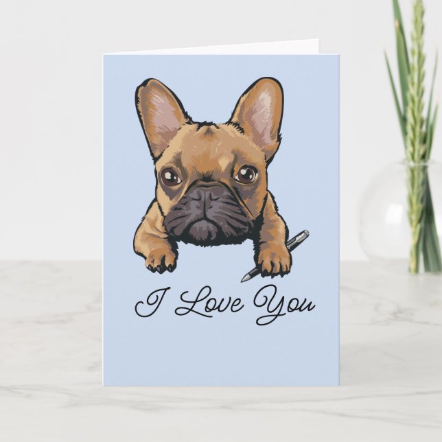Cute Frenchie French Bulldog Love Text Custom   Ca Card (Front)