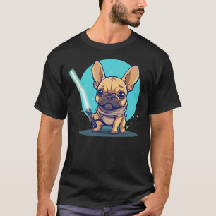 Cute Frenchie Holding Light Laser Saber Sword Dog  T-Shirt