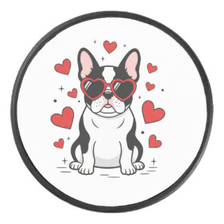 Cute Frenchie in Love Heart Sunglasses Illustratio