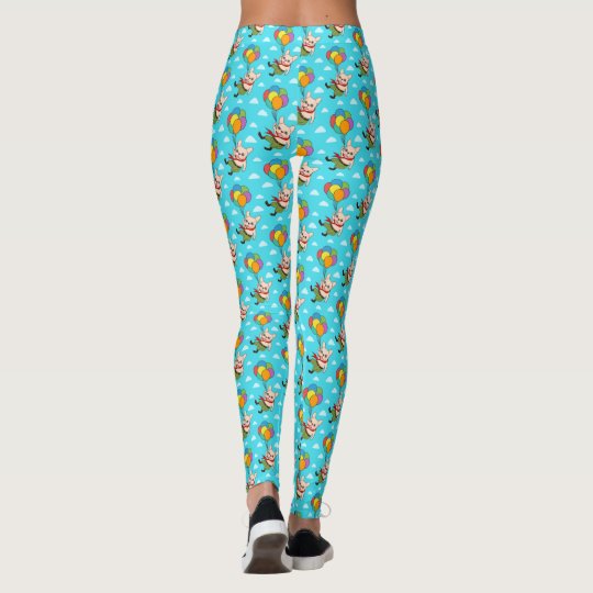 Cute Frenchie is flying away with balloons Leggings