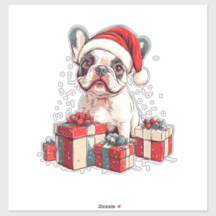 Cute Frenchie Santa Hat Funny Christmas French Bul