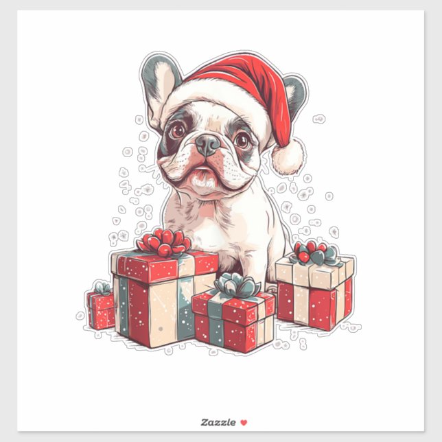 Cute Frenchie Santa Hat Funny Christmas French Bul (Sheet)