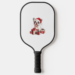 Cute Frenchie Santa Hat Funny Christmas French Bul Pickleball Paddle