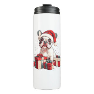 Cute Frenchie Santa Hat Funny Christmas French Bul Thermal Tumbler