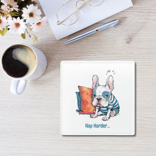 cute Frenchy pet dog, dressed animal, Funny Glass Coaster