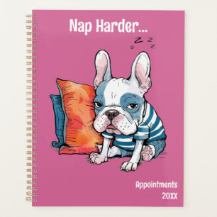 cute Frenchy pet dog, dressed animal, Funny Planner