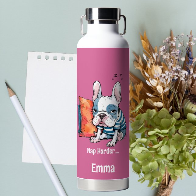 cute Frenchy pet dog, dressed animal, Funny  Water Bottle (Creator Uploaded)