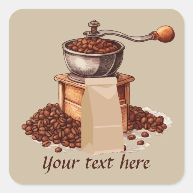 Cute fresh coffee beans add message square sticker (Front)