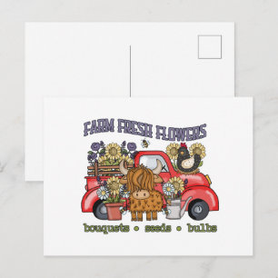 Cute fresh flower vendors or florist  postcard