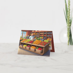 Cute fresh fruit vendors customizable card