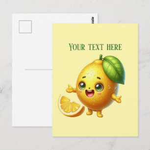 Cute fresh lemon customizable postcard