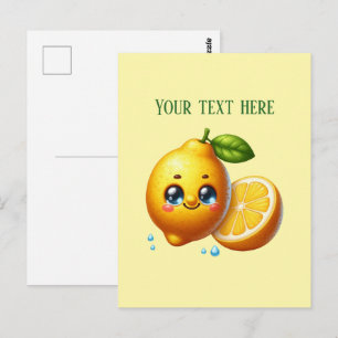 Cute fresh lemon customizable  postcard