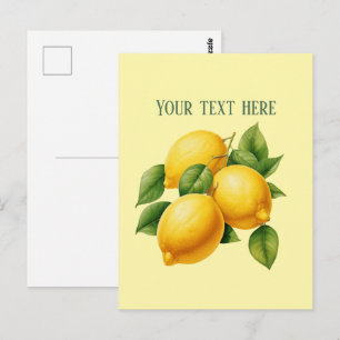Cute fresh lemon customizable postcard