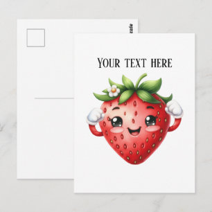 Cute fresh strawberry customizable  postcard