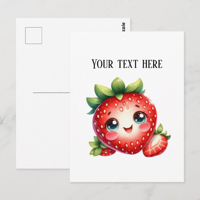Cute fresh strawberry customizable vendors  postcard (Front/Back)