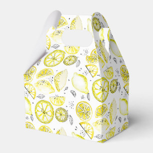 Cute Fresh Summer Lemon Citrus Doodle Yellow Favor Box
