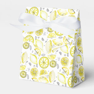 Cute Fresh Summer Lemon Citrus Doodle Yellow Favor Box