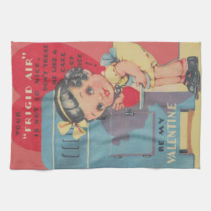 Cute Fridge Heart Cake Valentine Kitchen Towel
