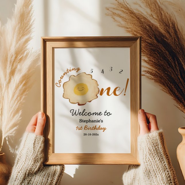 Cute Fried Egg 1st Birthday Welcome Sign (Creator Uploaded)