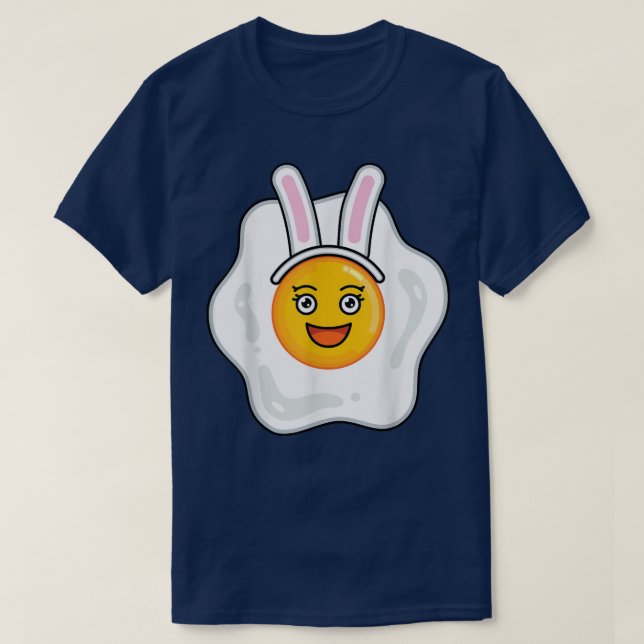 Cute Fried Egg wearing Rabbit Ears  Funny Easter E T-Shirt (Design Front)