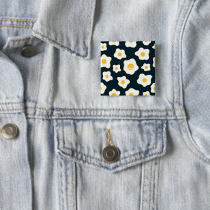 Cute Fried Eggs Flower Pattern 2 Inch Square Button