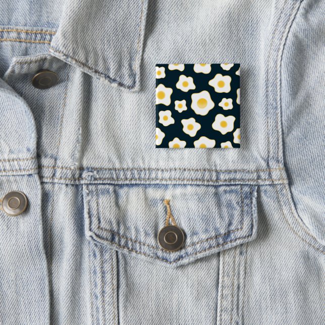 Cute Fried Eggs Flower Pattern 2 Inch Square Button (In Situ)