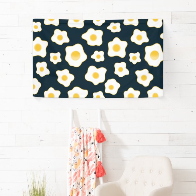 Cute Fried Eggs Flower Pattern Banner (Insitu)