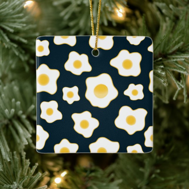 Cute Fried Eggs Flower Pattern Ceramic Ornament (Tree)