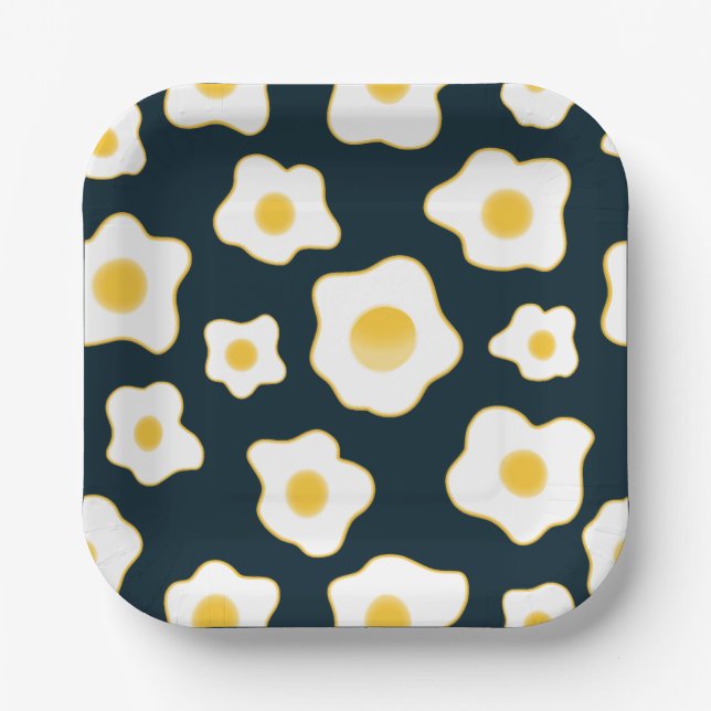 Cute Fried Eggs Flower Pattern Paper Plate (Front)
