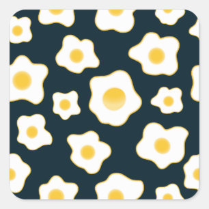 Cute Fried Eggs Flower Pattern Square Sticker