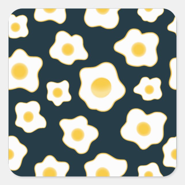 Cute Fried Eggs Flower Pattern Square Sticker (Front)