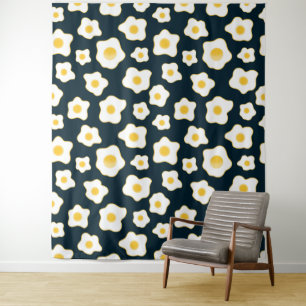 Cute Fried Eggs Flower Pattern Tapestry
