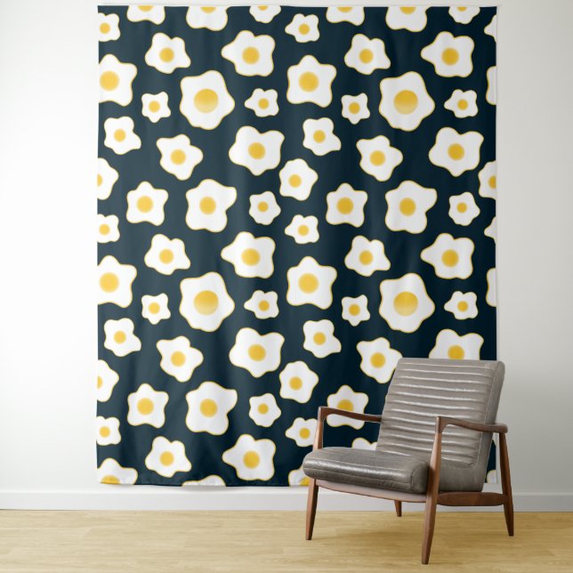 Cute Fried Eggs Flower Pattern Tapestry (In Situ)