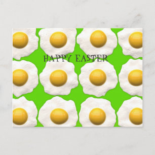 Cute Fried eggs on lime green background Holiday Postcard