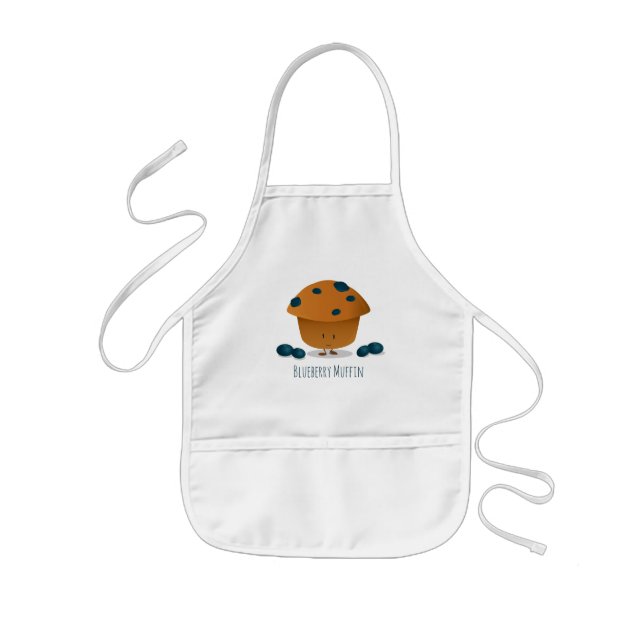 Cute Friendly Blueberry Muffin Food Kids Apron (Front)