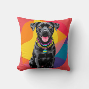 Cute Friendly Cartoon Dog Joyful Pet Lover Gift Throw Pillow