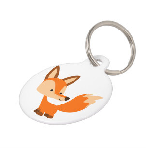 Cute Friendly Cartoon Fox Dog Tag