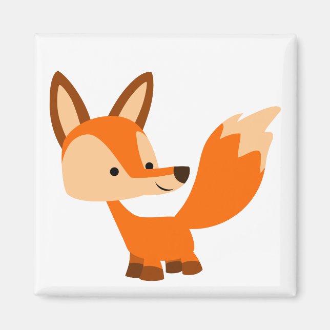 Cute Friendly Cartoon Fox Magnet (Front)