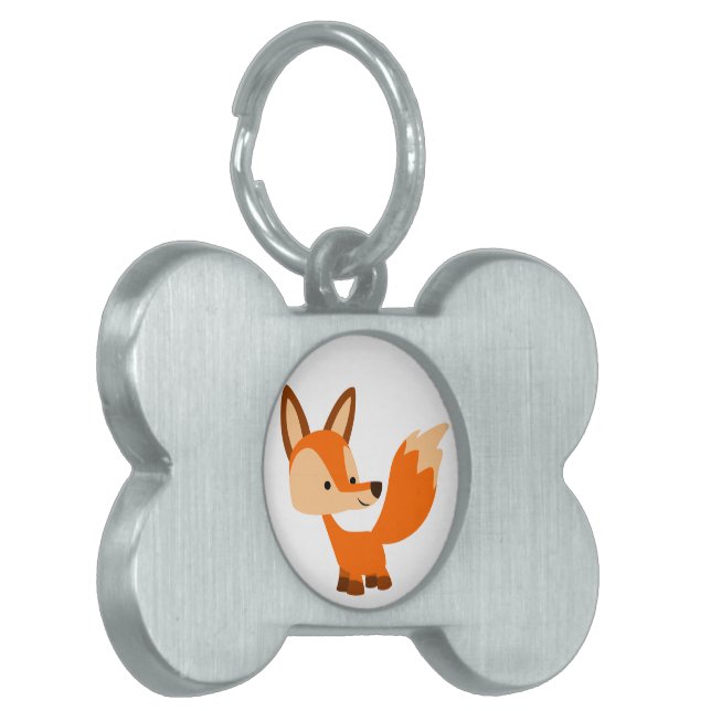 Cute Friendly Cartoon Fox Pet Tag (Front Left)
