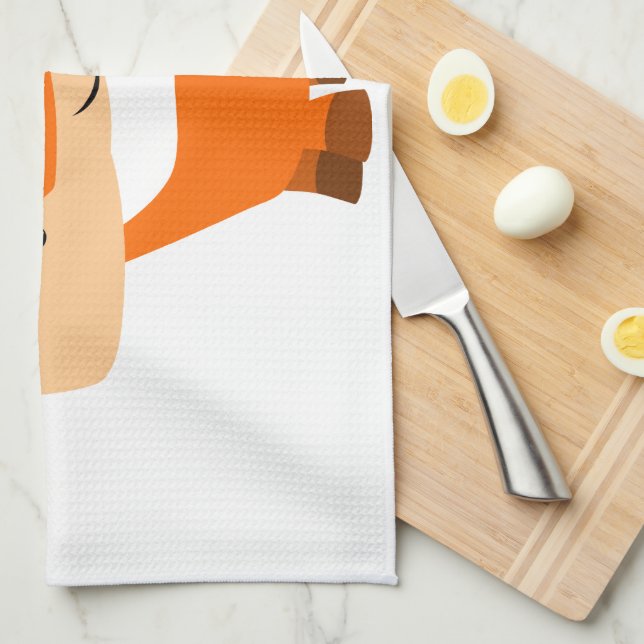 Cute Friendly Cartoon Fox Serviette de cuisine (Quart Plié)