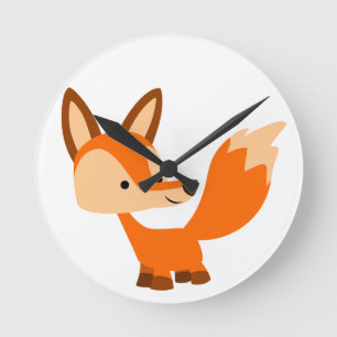 Cute Friendly Cartoon Fox Wall Clock