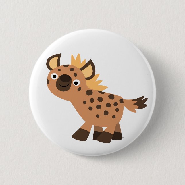 Cute Friendly Cartoon Hyena 2 Inch Round Button (Front)