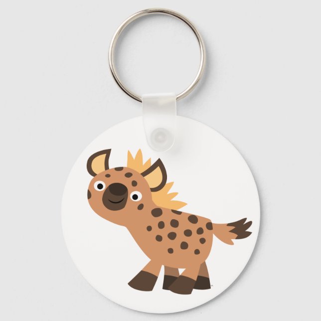 Cute Friendly Cartoon Hyena Keychain (Front)