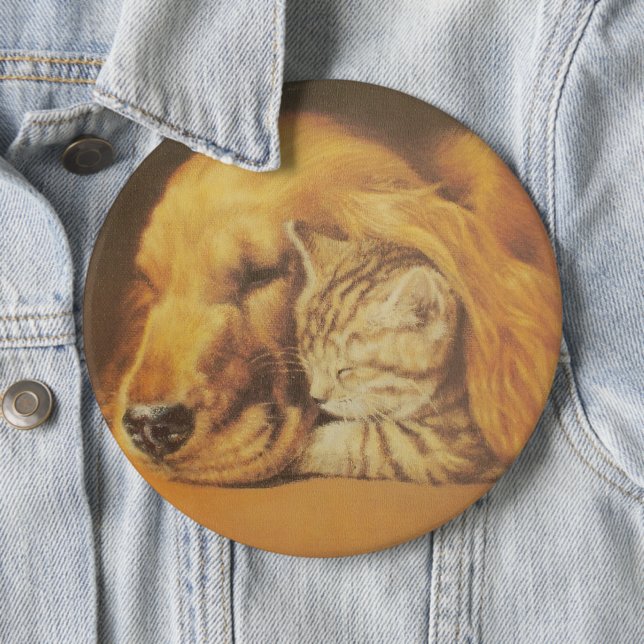 Cute Friendly Cat & Dog Hakuna Matata Gift Relatio 6 Inch Round Button (In Situ)