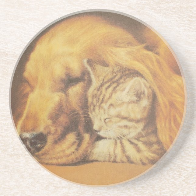 Cute Friendly Cat & Dog Hakuna Matata Gift Relatio Coaster (Front)