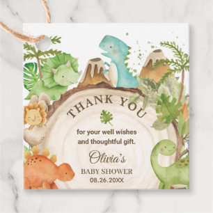 Cute Friendly Dinosaur Baby Shower Birthday Favour Favour Tags