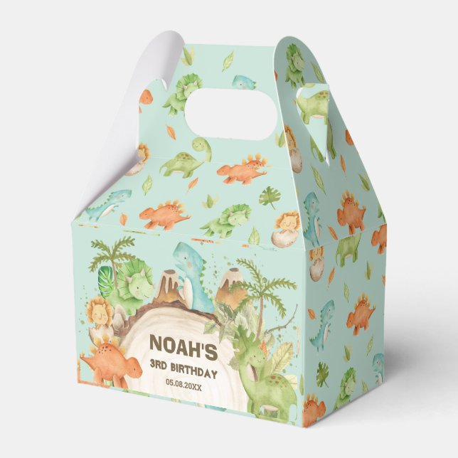 Cute Friendly Dinosaurs Boy Birthday Baby Shower  Favor Box (Front Side)